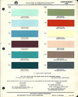 1957 NASH HUDSON Color Chip Paint Sample Brochure / Chart PPG 