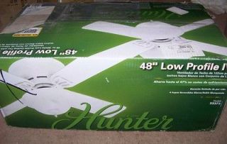 Hunter 48 in. Low Profile IV White Ceiling Fan 22375 with light