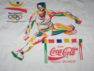 Adult XL Vtg 1992 NOS NWT BARCELONA OLYMPICS COCA COLA Coke T Shirt 
