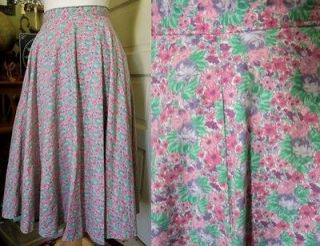   micro floral CIRCLE swing SKIRT cotton rose green/purple/p​ink maxi
