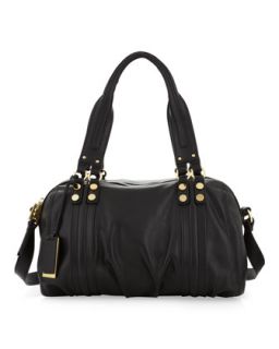 Double Top Handle Satchel Bag, Black   