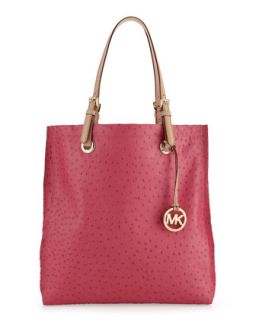 Ostrich Embossed Tote Bag, Electric Pink   