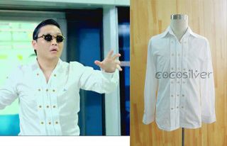   Gangnam Style dance Costume White T Shirt only halloween tuxedo Size L
