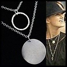 Circle Disc Disk Coin Karma Silver Chain Necklace of life love pendant 