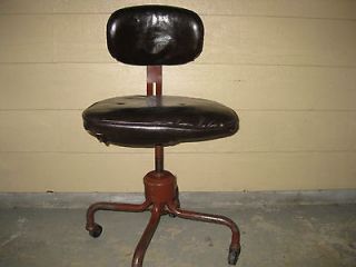 Vintage Metal Office Swivel Banker Desk Industrial Chair