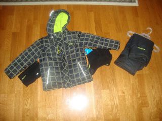 NWT Boy GUSTI Green Black Snowsuit Set 4 Pc Coat Snowpants Neck Warmer 