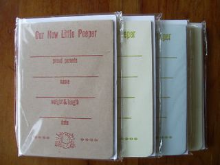 32 CARDS /ENVELOPES BIRTH ANNOUNCEMENTS OUR NEW LITTLE PEEPER HAND 