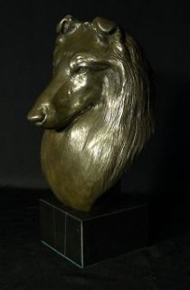 SCOTTISH SHEEP DOG, on marble statue figurine sculpture head Cold Cast 