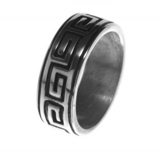 Newly listed Alpaca Silver Ring R4 Greek Key Maze Labyrinth Size 10