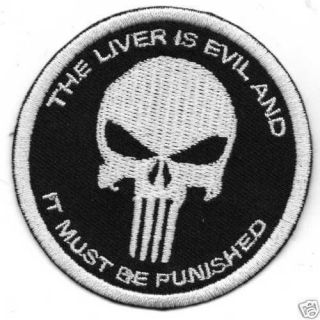   IS EVIL AND IT MUST BE PUNISHED PUNISHER BIKER CLUB IRON ON PATCH