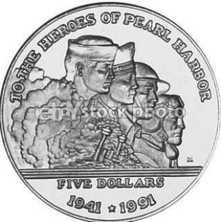 Marshall Islands 5 Dollars, 1991, To the Heroes of Pearl Harbor