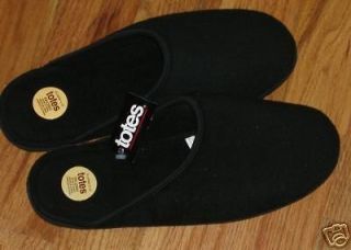 Mens Totes Isotoner slip on BLACK Slippers Sturdy Sole