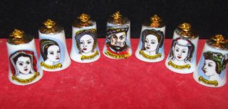 HENRY THE VIII AND HIS 6 WIVES, 7 GOLD TOP NEW THIMBLES