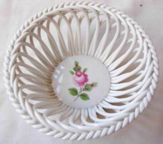 HEREND HUNGARY PORCELAIN OPEN WORK  HAND PAINTED BASKET