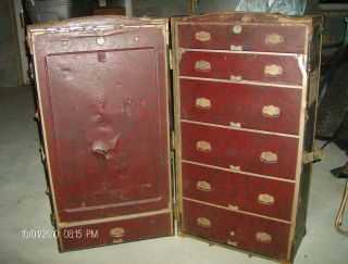VINTAGE STEAMER TRUNK FANCHON & MARCO H&M WARDROBE HOLLYWOOD CHEST 