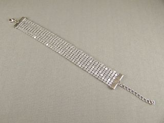 Silver tone lightweight liquid mesh metal 3/4 wide bracelet 6.5 8 
