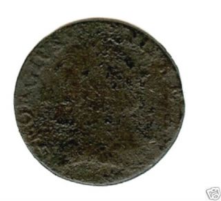 1723 farthing hibernia & 1773 va half penny & 1818 coin