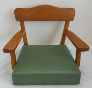 VINTAGE MID CENTURY WOOD & UPHOLSTERED CHILD FURNITURE BOOSTER SEAT