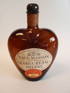 Vintage EMPTY Paul Masson Cream Sherry Cuvee 301 Heart Shaped Amber 