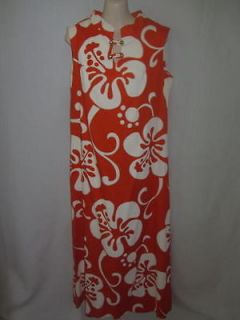 Made in Hawaii Vtg Orange White Hawaiian Dress 10