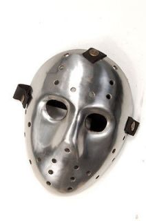 JASONS POLISHED STEEL HOCKEY MASK WITH STRAPS AND LINER