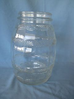Vintage Glass Pickle Jar/Barrel with Decorative Design