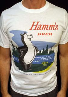 Hamms Beer t shirt vintage hamms brewery logo wht*