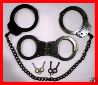 BLACK COMBO Set HINGED Handcuffs Hand & LEG Cuffs NEW