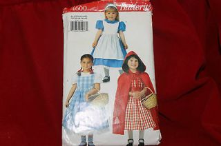   Childrens Costume Pattern #4600, Little Red Riding Hood, Alice Dorothy