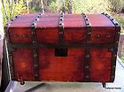 Antique Domed Topped Jenny Lind Steamer Trunk Wood Brass & Iron 