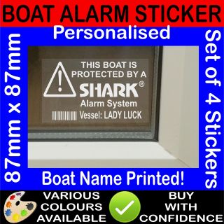 Boat Security Alarm Stickers Vessel Name on Window Sign