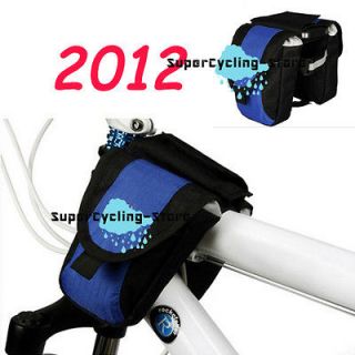 2012 New Blue Bike Bicycle Cycling Saddle Panniers Frame Rack Tube Bag