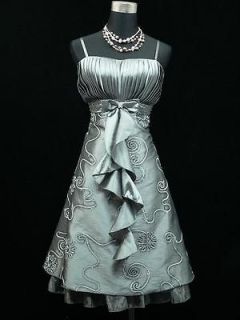   Plus Size Satin Grey Prom Ball Cocktail Party Evening Dress UK 22 24