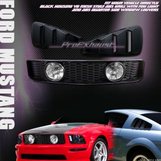   FRONT HOOD GRILL GRILLE+FOG+SIDE VENT WINDOW LOUVERS 05 09 MUSTANG V6