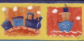 Colorful TRAIN & TUGBOAT for Boys Sale$6 Wallpaper Border 232