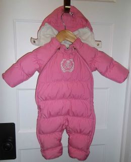 Baby Girl Pink Ralph Lauren Down Snow Suit size 12 mos snowsuit with 