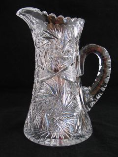 ANTIQUE AMERICAN BRILLIANT CUT GLASS CRYSTAL ABP large pitcher