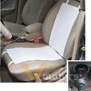 Carbon Rectangle Hi Off Lo Switch 2 Seats Heater Heated Cover Kit 12V 