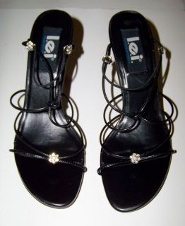 Ladies Black l.e.i. Dress Sandals Shoe with Heels