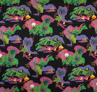 Alexander Henry Collection Tropical Island Cotton Fabric 1 yard Black 