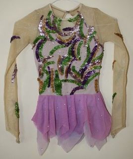 Lavender embroidered skirt rhythmic gymnastics/ice skating leotard