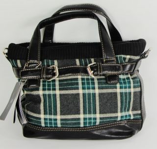  Purse Handbag Plaid Wool Faux Leather Teen Girl David Jones CM2669