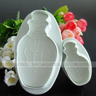 2pcs Snowman Plunger cookie Cutters for Christmas Fondant Cake 