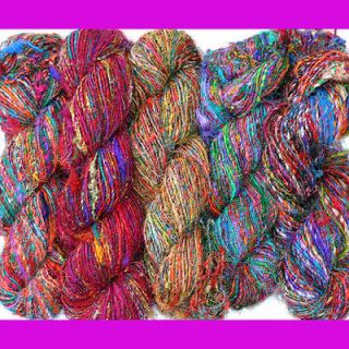 10 Skeins Himalaya Recycled Sari Silk Yarn Multi Color