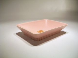 Hyalyn Porcelain Light Pink Dish with Pedestal Base Fluted Shabby 