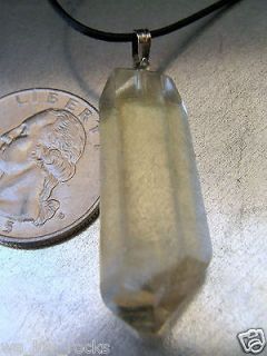 Tibetan Quartz crystal triple Isis pendant 1 1/8 cord unisex necklace 