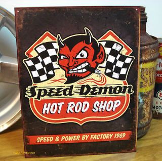 Speed Demon Hot Rat Rod Shop Bike Muscle Car Racing Motorcycle Steel 