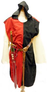 MEDIEVAL 2 colour KNIGHTS SURCOAT WITH HOOD all sizes