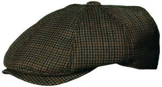   Mens Wool Herringbone Tweed Ivy Hat Newsboy Driving Cap Brown M L XL