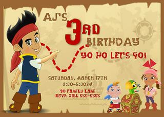 Jake and The Neverland Pirates Birthday Invitation YoHo Lets Go 